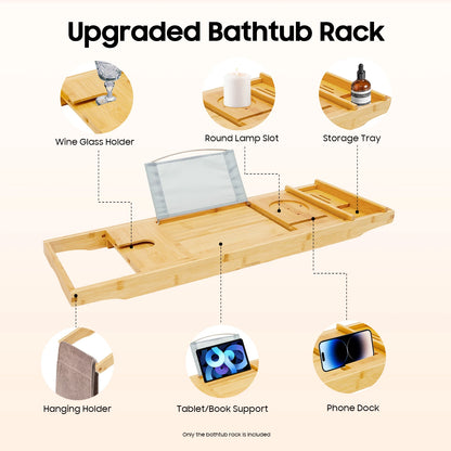 Bamboo Bathtub Tray Expandable Bathroom Tray
