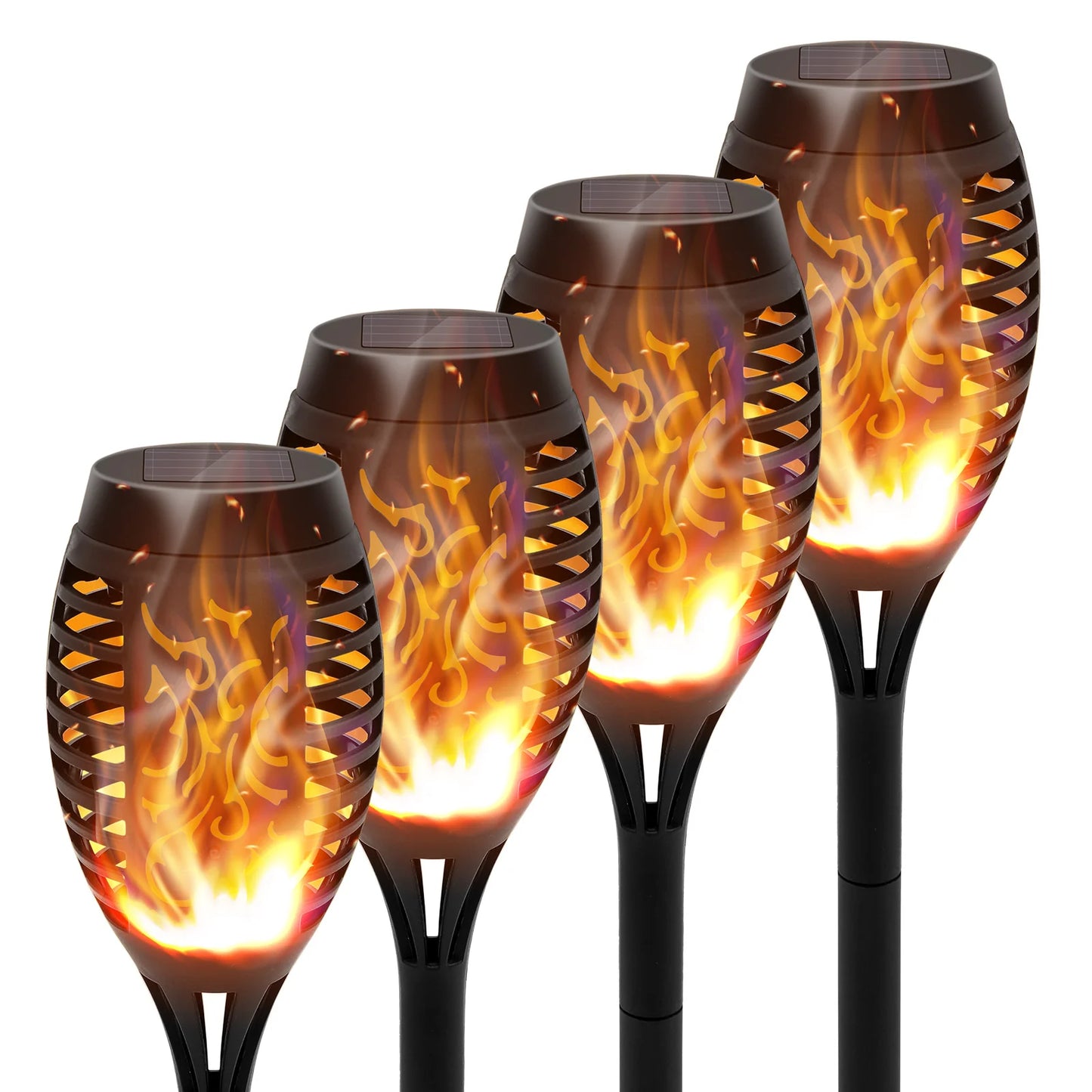12 Piece Flickering Solar Flame Torch Light