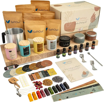 Complete Soy Candle Making Kit with Wax, Jars, Scents & Dyes