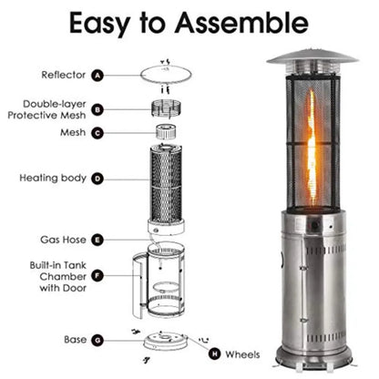 Outdoor Round Patio Heater 40000 BTU Stainless Steel Propane Heate